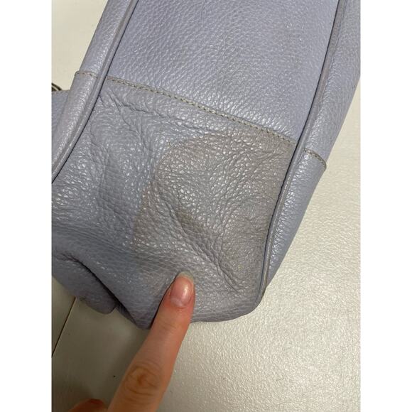 PRADA Vitello Daino Moon Shoulder Bag Purse Buckle Small Leather Purple Blue - Picture 10 of 14